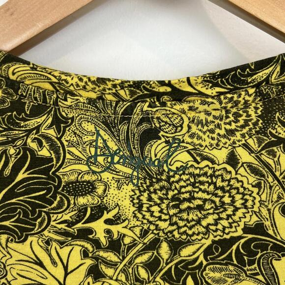 Desigual Women's Small Duna Yellow Floral Print Midi Short Sleeve Dress Cut Out - Picture 13 of 13